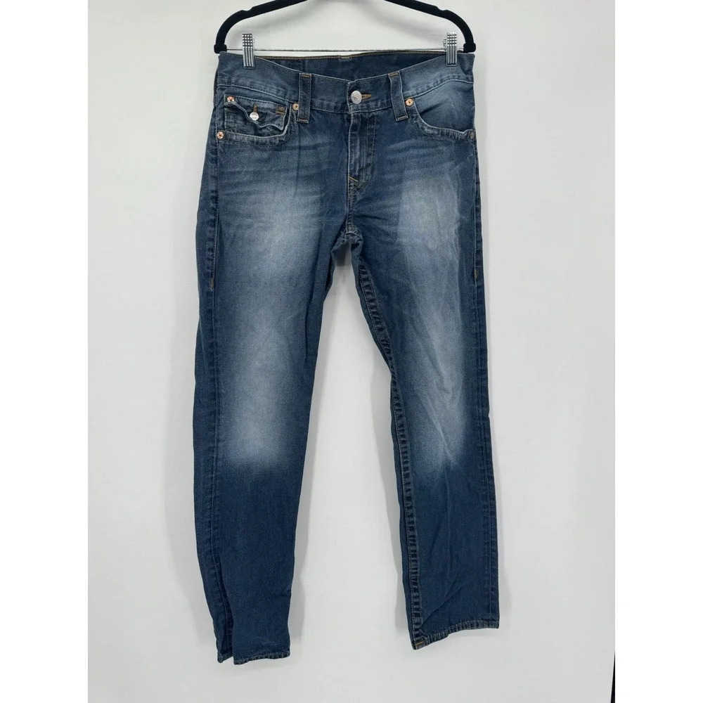 True Religion World Tour Section Slim Seat Jeans Light-Mid Wash Men's 32 USA Y2K